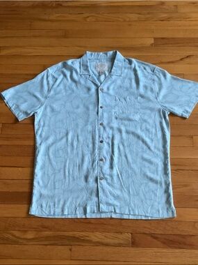 NWT St. John's Bay Light Blue & White Wave Shirt XL